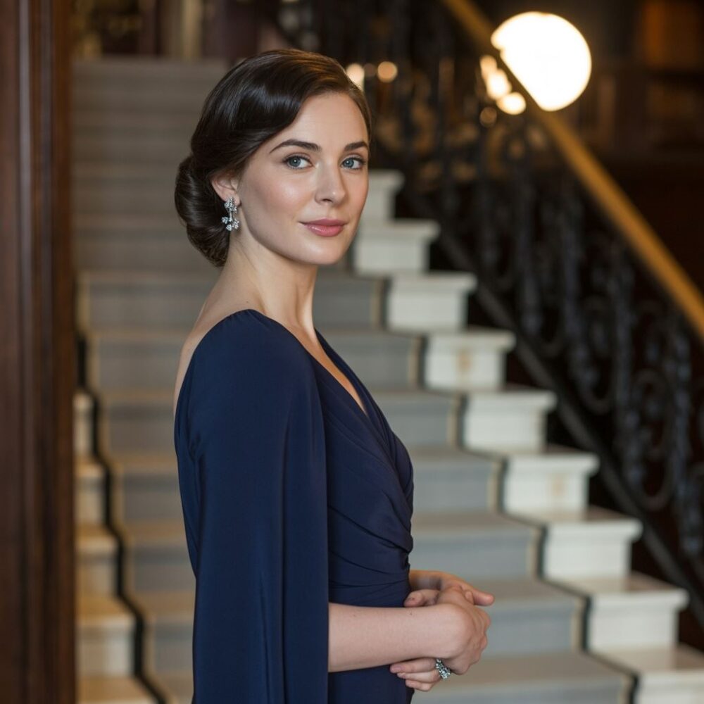 beżowe buty do granatowej sukienki