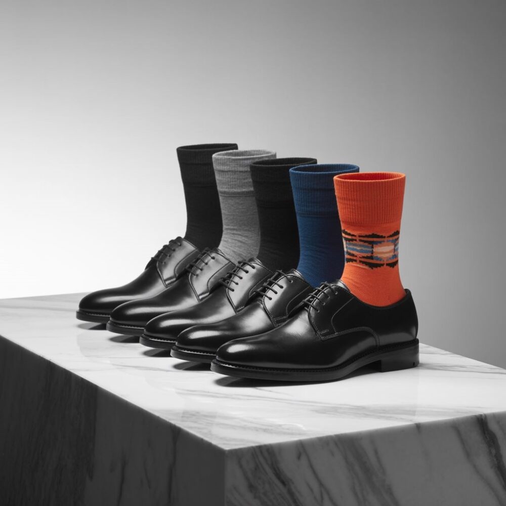 czarne buty i czarne skarpetki