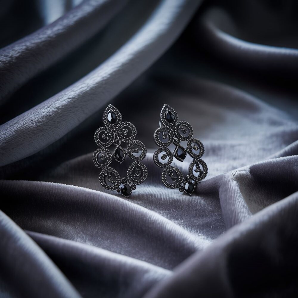 czarne kolczyki wieczorowe