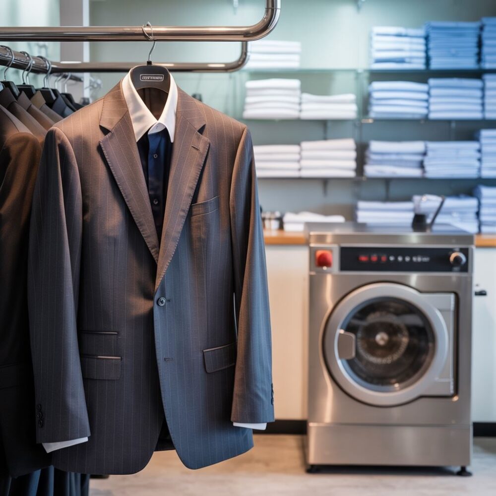 czysty garnitur na wieszaku