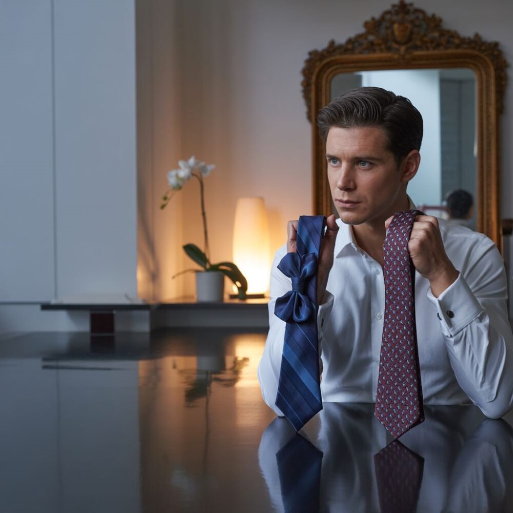 elegancki strój z muchą