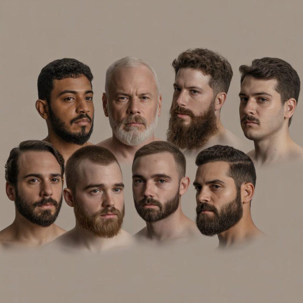 ilustracja kształtów twarzy z brodami