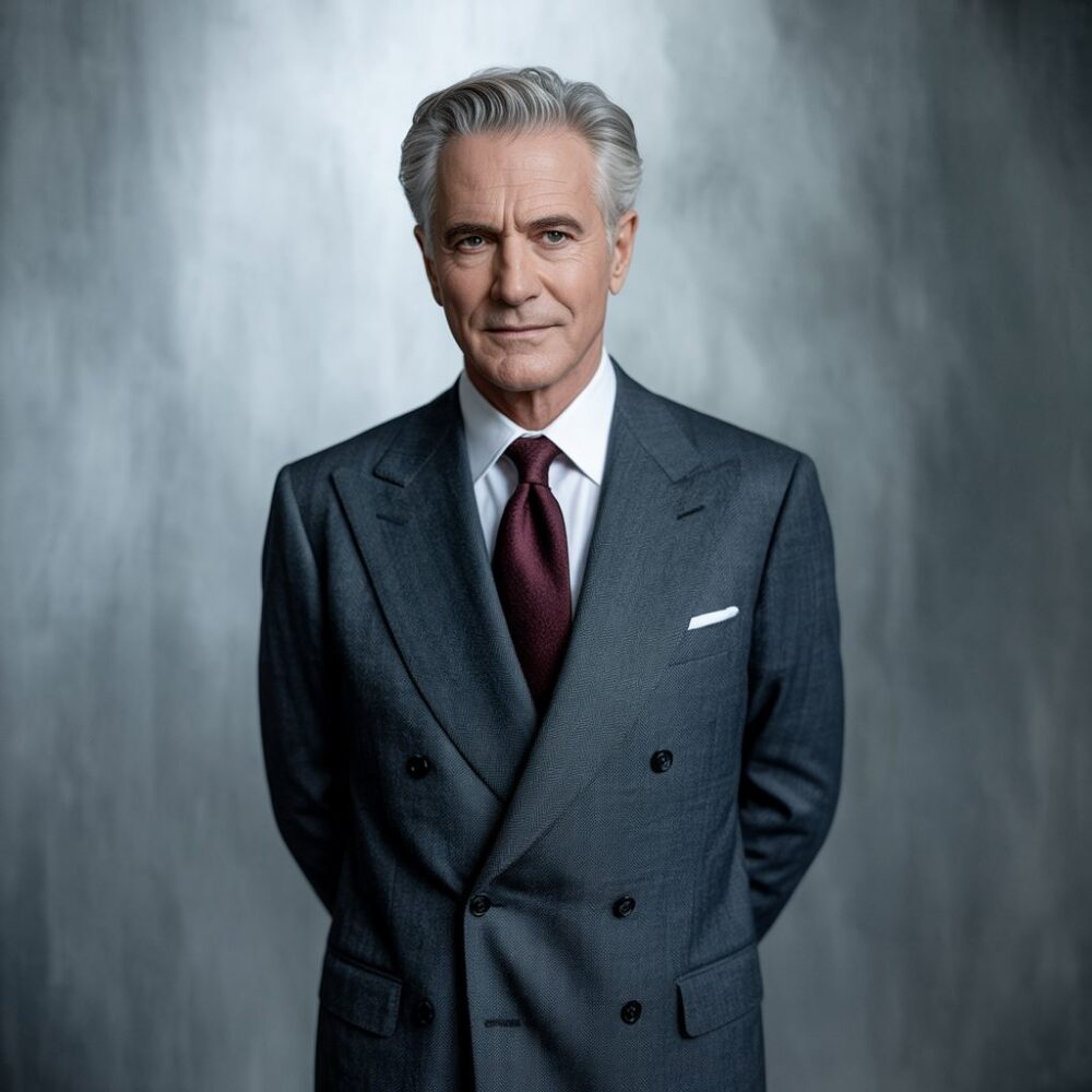 klasyczny granatowy garnitur