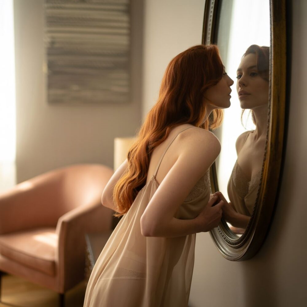 kobieta w prześwitującej sukience