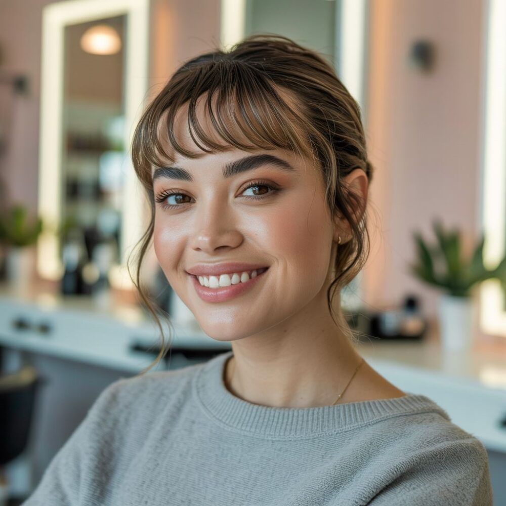 modna fryzura z grzywką