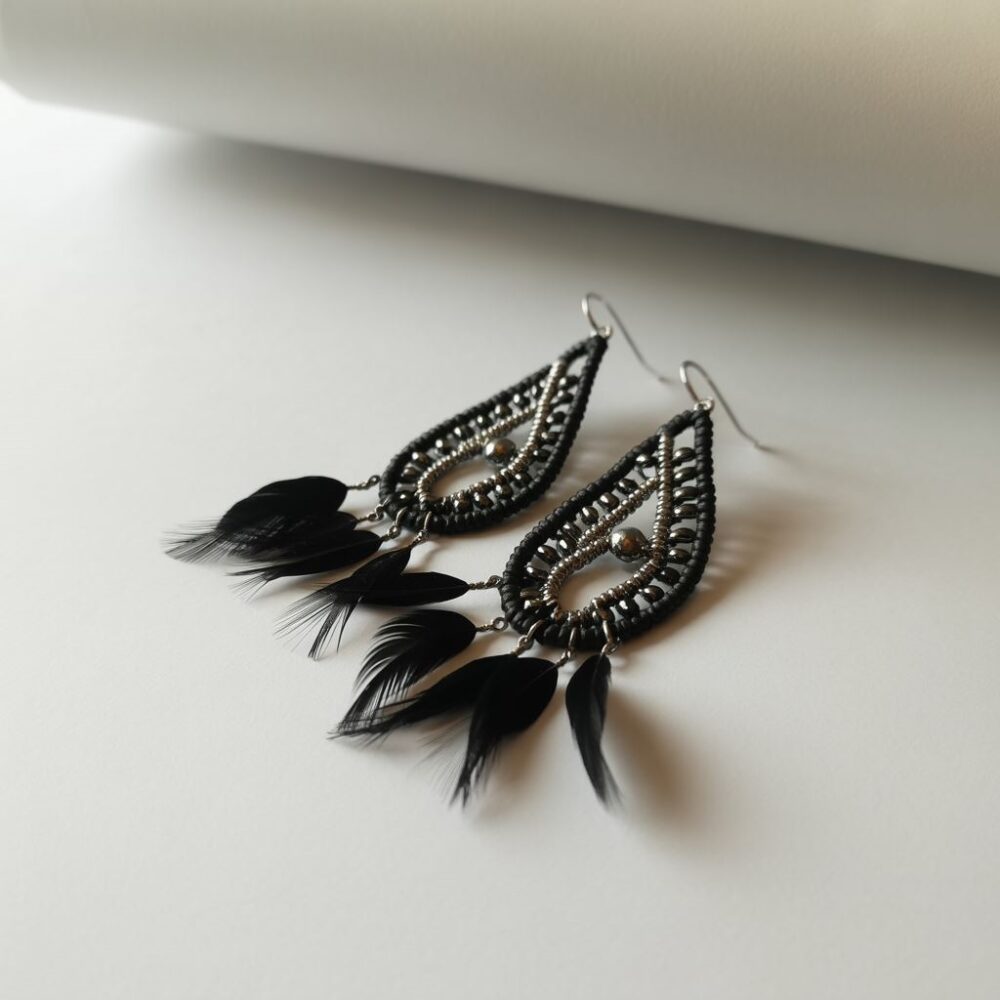 modne kolczyki czarne