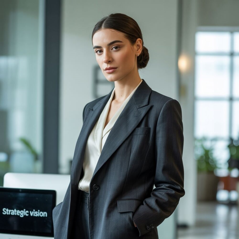 modny garnitur z bluzką