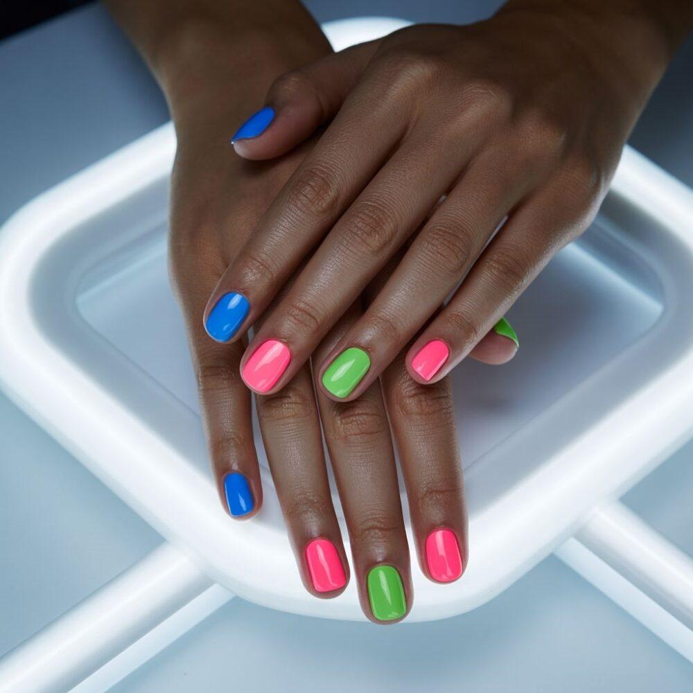 modny manicure neonowy