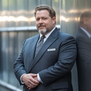 modny pan z brzuszkiem w eleganckim stroju