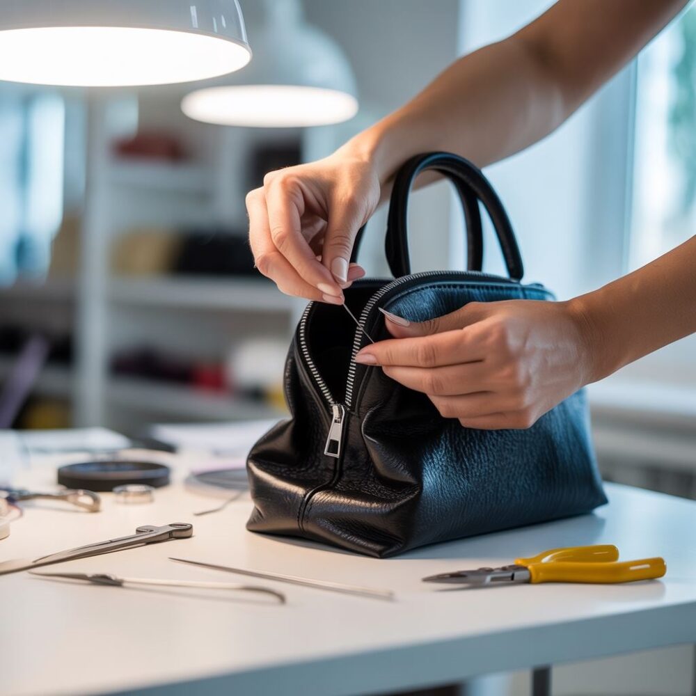 naprawa zamka w torebce