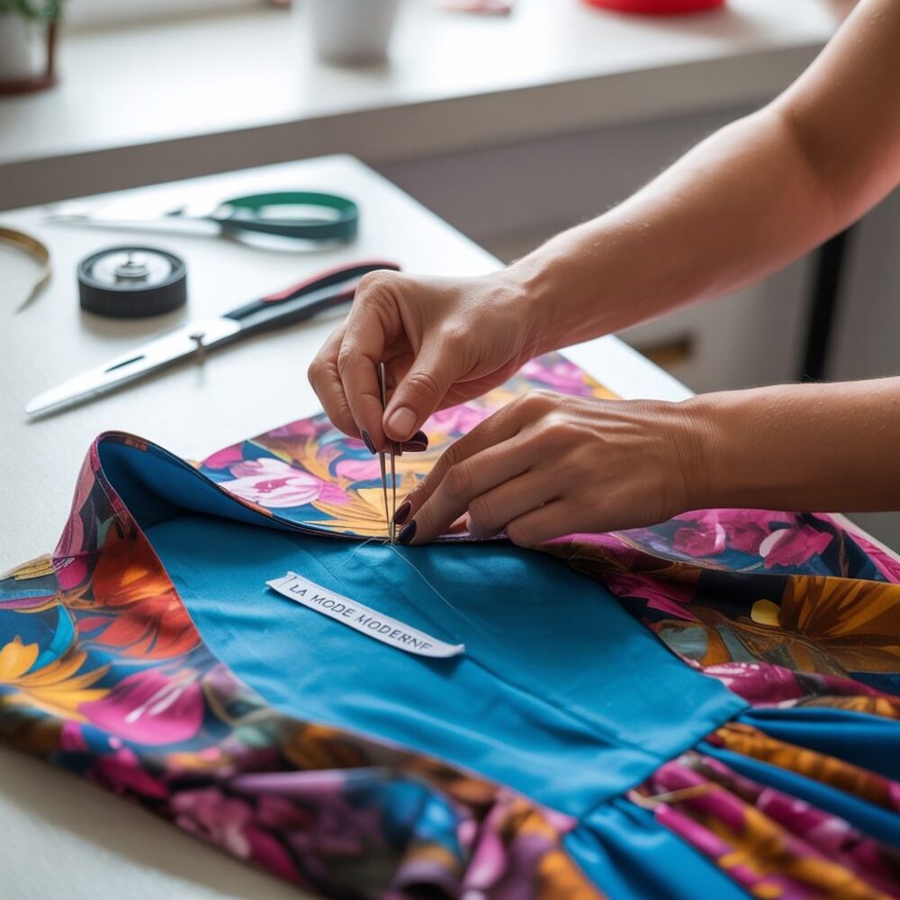 narzędzia krawieckie przy sukience