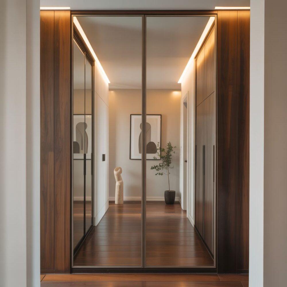 przedpokój z dużym lustrem