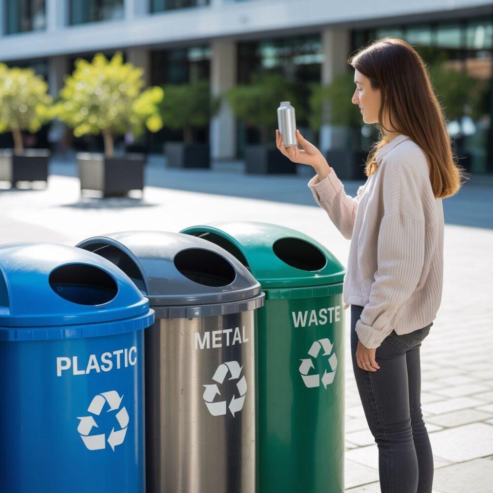 puszka po dezodorancie przy pojemniku na recykling