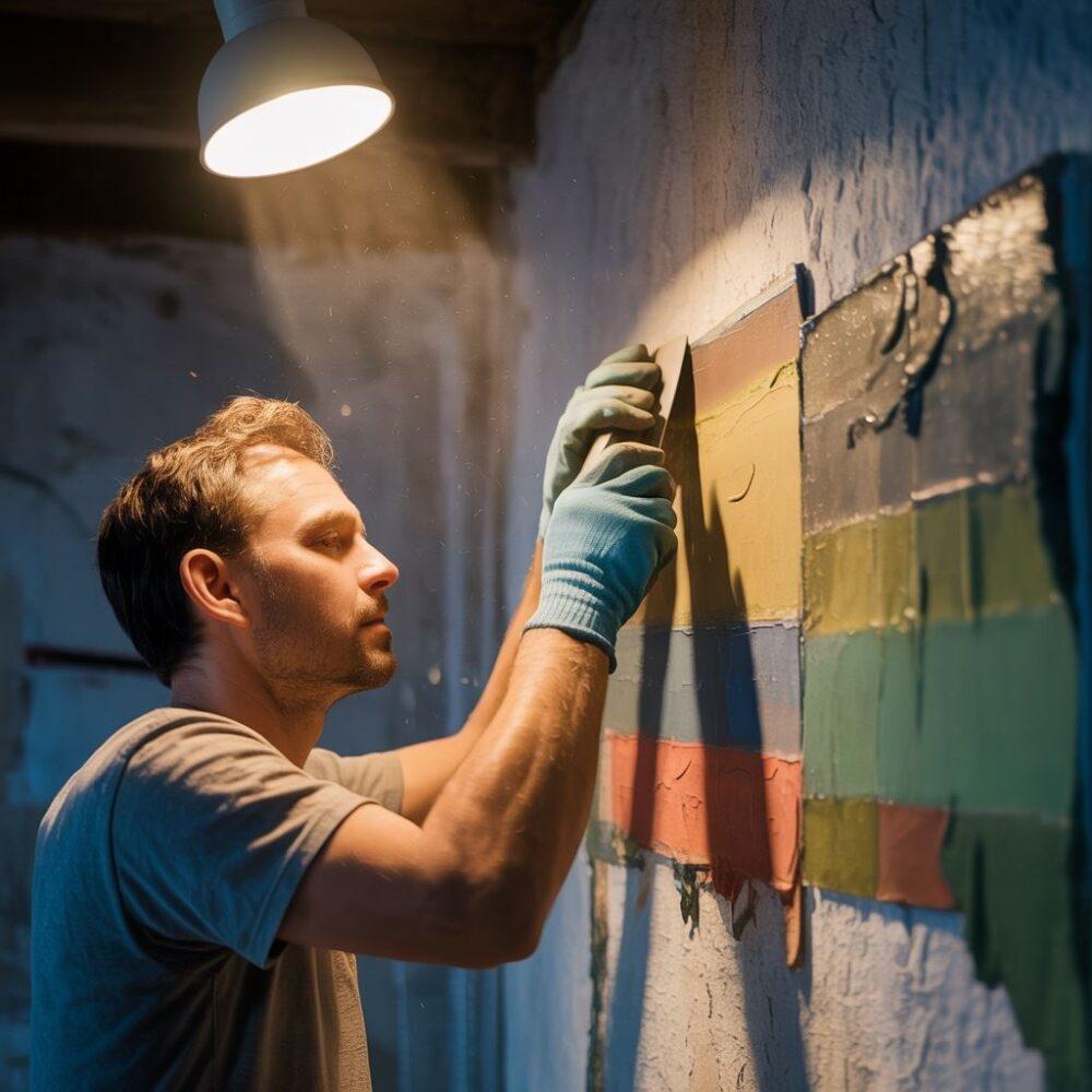 ściana przed i po czyszczeniu