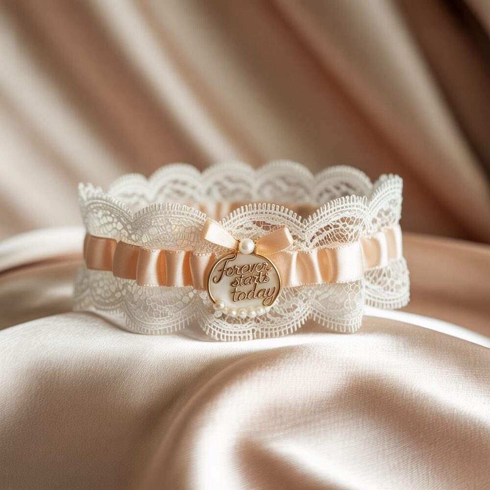 ślubna podwiązka z koronką