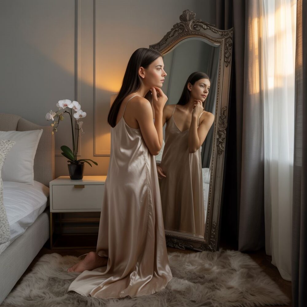 stylizacja z przezroczystą sukienką