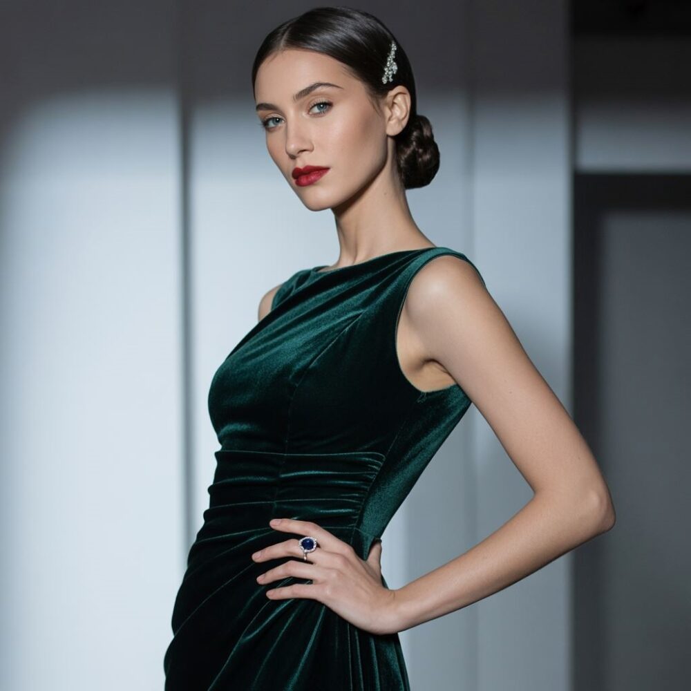 sukienka z marszczeniem w talii