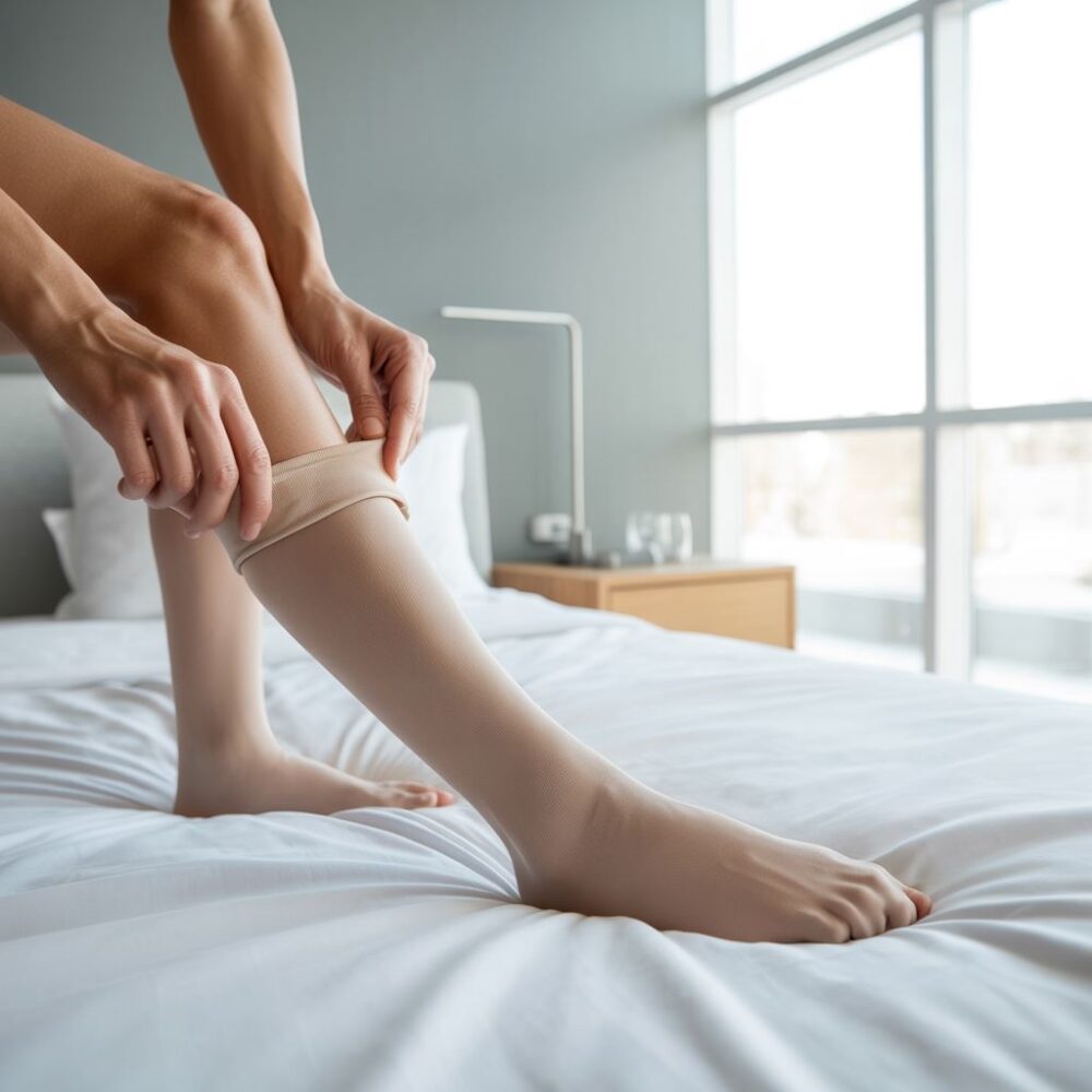 technika zakładania pończoch uciskowych