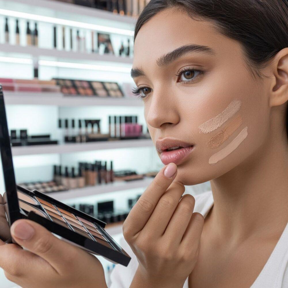 testowanie podkładu na twarzy